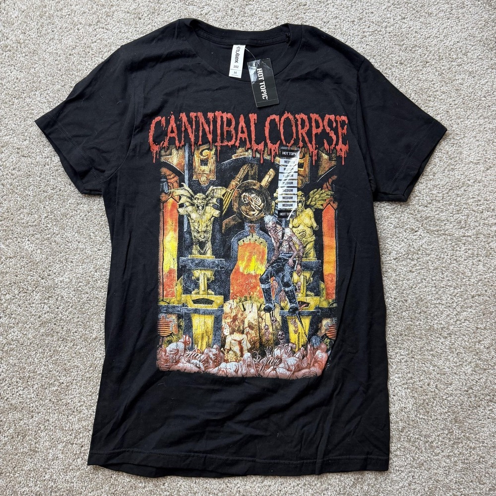 Cannibal Corpse Shirt Mens Medium Black Cannibalism Metal Tee T-Shirt Tultex